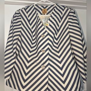 Kasper 3 Button Jacket. Blue/White. New w/tags.